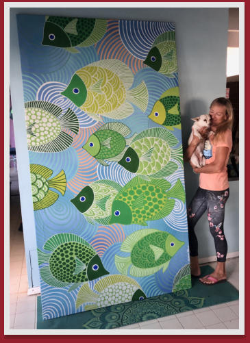 "Poissons" 8.5 ft. x 5.5 ft.  -commisioned for a private residence for a large staircase