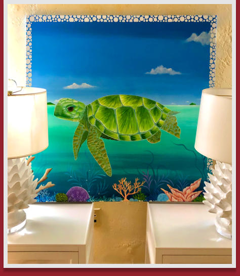 "The Lazy Green Turtle", 46 x 42 -commisioned for a private residence for a guest room.