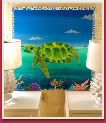 "The Lazy Green Turtle", 46 x 42 -commisioned for a private residence for a large staircase