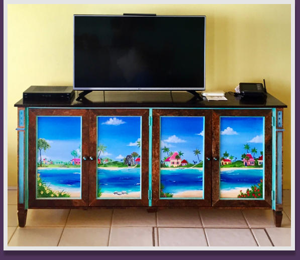 Turning an old cabinet into a great piece with a Caribbean view!