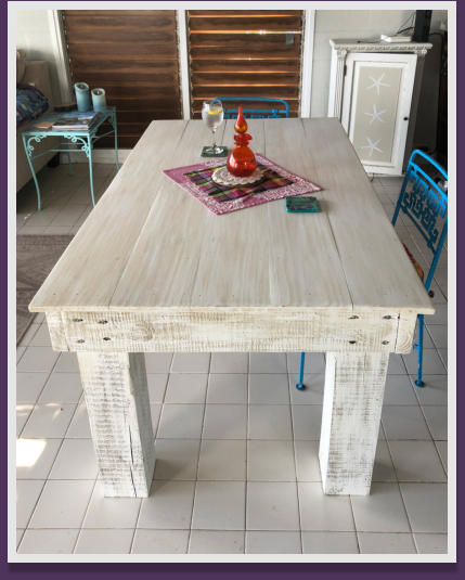 A perfect white wash on a raw Home Depot table.